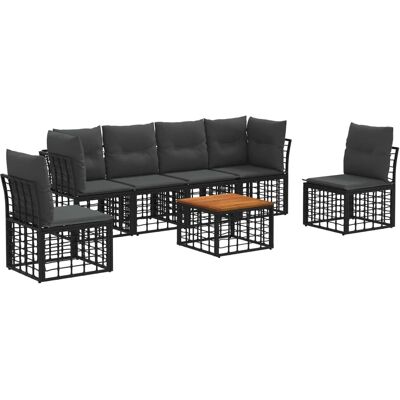 vidaXL Outdoor-Sofagarnitur 7 Stk Schwarz und Dunkelgrau Polyester 3437431 vidaXL Outdoor-Sofagarnitur 7 Stk Schwarz und Dunkelgrau Polyester 3437431