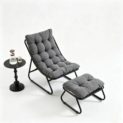 PXloue Relax Schaukelstuhl mit Dickem Kissen und Hocker Metallrahmen für Garten Balkon Wohnzimmer PXloue Relax Schaukelstuhl mit Dickem Kissen und Hocker Metallrahmen für Garten Balkon Wohnzimmer