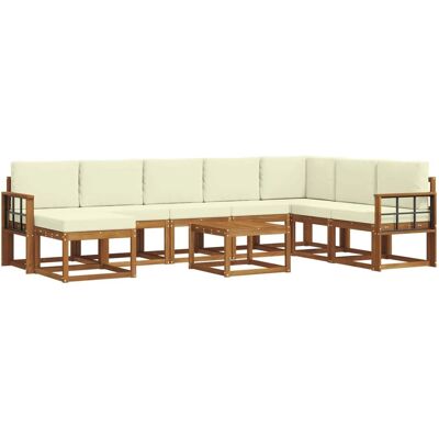 vidaXL Outdoor-Sofagarnitur mit Kissen 9-Tlg Natur und Creme 3366858 vidaXL Outdoor-Sofagarnitur mit Kissen 9-Tlg Natur und Creme 3366858