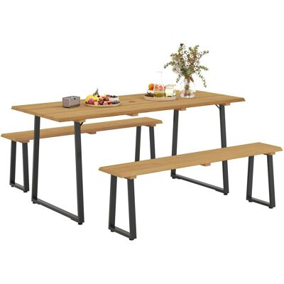 Outsunny Sitzgruppe Tannenholz Stahl 178L x 76B x 77H cm Naturholz Outsunny Sitzgruppe Tannenholz Stahl 178L x 76B x 77H cm Naturholz