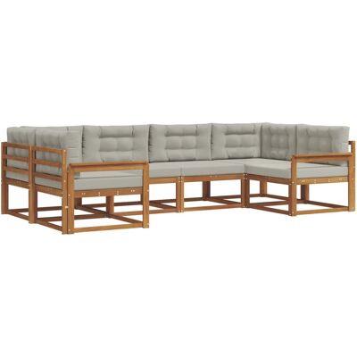 vidaXL Outdoor-Sofagarnitur mit Kissen 6-Tlg Natur und Hellgrau 3368059 vidaXL Outdoor-Sofagarnitur mit Kissen 6-Tlg Natur und Hellgrau 3368059