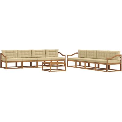 vidaXL Outdoor-Sofagarnitur mit Kissen 9-Tlg Natur und Beige 3367386 vidaXL Outdoor-Sofagarnitur mit Kissen 9-Tlg Natur und Beige 3367386