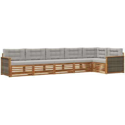 vidaXL Outdoor-Sofagarnitur mit Kissen 6 Stk Natur und Hellgrau 3383409 vidaXL Outdoor-Sofagarnitur mit Kissen 6 Stk Natur und Hellgrau 3383409