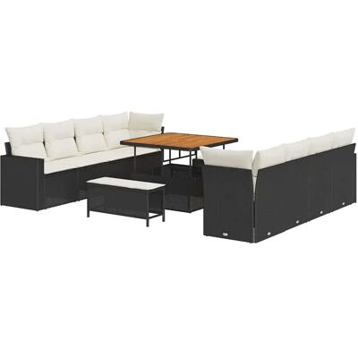 vidaXL Garten-Sofa-Set Höhenverstellbar 11-Tlg Schwarz Poly Rattan 3361595 vidaXL Garten-Sofa-Set Höhenverstellbar 11-Tlg Schwarz Poly Rattan 3361595