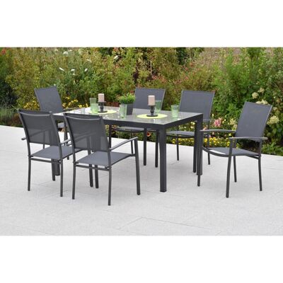 MERXX Milano Gartenmöbel-Set - Stapelbar, Aluminium, 6 Stühle, 1 Tisch MERXX Milano Gartenmöbel-Set - Stapelbar, Aluminium, 6 Stühle, 1 Tisch
