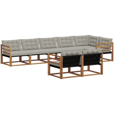 vidaXL Outdoor-Sofagarnitur mit Kissen 8-Tlg Natur und Hellgrau 3369566 vidaXL Outdoor-Sofagarnitur mit Kissen 8-Tlg Natur und Hellgrau 3369566