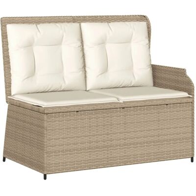 furnicato Gartenbank Verstellbar mit Kissen Beige Poly Rattan furnicato Gartenbank Verstellbar mit Kissen Beige Poly Rattan
