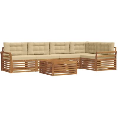 vidaXL Outdoor-Sofagarnitur mit Kissen 6-Tlg Natur und Beige 3373503 vidaXL Outdoor-Sofagarnitur mit Kissen 6-Tlg Natur und Beige 3373503