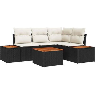 vidaXL Gartensofa-set mit Kissen 4-Tlg Schwarz und Creme Poly-Rattan 3356747 vidaXL Gartensofa-set mit Kissen 4-Tlg Schwarz und Creme Poly-Rattan 3356747