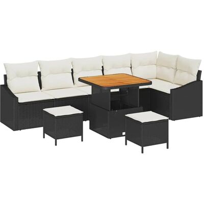 vidaXL Gartensofa-set mit Kissen 9-Tlg Schwarz Poly-Rattan 3364620 vidaXL Gartensofa-set mit Kissen 9-Tlg Schwarz Poly-Rattan 3364620