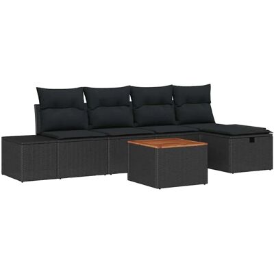 vidaXL Garten-Sofa-Set mit Kissen 6-Tlg Schwarz Poly Rattan 3360922 vidaXL Garten-Sofa-Set mit Kissen 6-Tlg Schwarz Poly Rattan 3360922