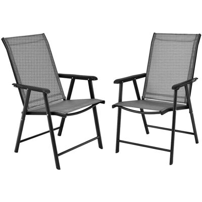 Costway 2er Set Gartenstühle Hochlehner Klappbar Grau Costway 2er Set Gartenstühle Hochlehner Klappbar Grau