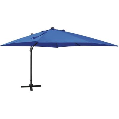 vidaXL Sonnenschirm mit Mast und LED-Leuchten Blau - Gartenparasol vidaXL Sonnenschirm mit Mast und LED-Leuchten Blau - Gartenparasol