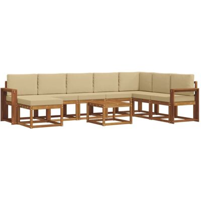 vidaXL Outdoor-Sofagarnitur mit Kissen 9-Tlg Natur und Beige 3366856 vidaXL Outdoor-Sofagarnitur mit Kissen 9-Tlg Natur und Beige 3366856