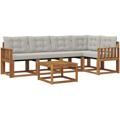 vidaXL Outdoor-Sofagarnitur mit Kissen 6-Tlg Natur und Hellgrau 3368686 vidaXL Outdoor-Sofagarnitur mit Kissen 6-Tlg Natur und Hellgrau 3368686