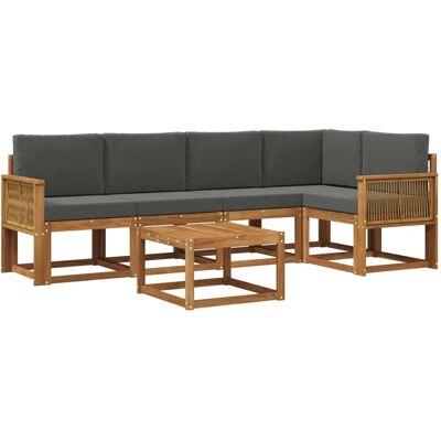vidaXL Outdoor-Sofagarnitur mit Kissen 6 Stk Natur und Anthrazit 3385238 vidaXL Outdoor-Sofagarnitur mit Kissen 6 Stk Natur und Anthrazit 3385238