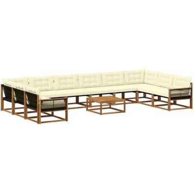 vidaXL Outdoor-Sofagarnitur mit Kissen 11 Stk Natur und Creme 3381726 vidaXL Outdoor-Sofagarnitur mit Kissen 11 Stk Natur und Creme 3381726