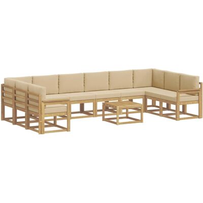 vidaXL Outdoor-Sofagarnitur mit Kissen 11 Stk Weiß und Beige 3388317 vidaXL Outdoor-Sofagarnitur mit Kissen 11 Stk Weiß und Beige 3388317