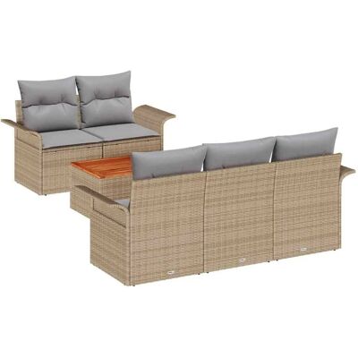 vidaXL Gartensofa-Set 6 Stk Beige und Hellgrau Poly-Rattan 3355935 vidaXL Gartensofa-Set 6 Stk Beige und Hellgrau Poly-Rattan 3355935