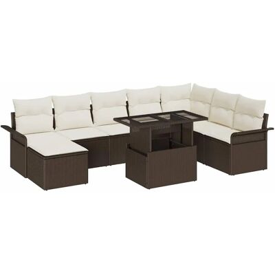 Vidaxl Gartensofa-Set - Modular brauner Rattan - 9 Stück Vidaxl Gartensofa-Set - Modular brauner Rattan - 9 Stück