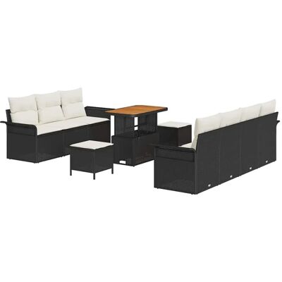 vidaXL Garten-Sofa-Set Höhenverstellbar 10-Tlg Schwarz Poly Rattan 3362100 vidaXL Garten-Sofa-Set Höhenverstellbar 10-Tlg Schwarz Poly Rattan 3362100