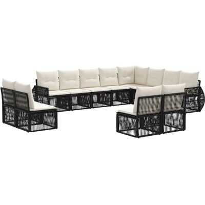 vidaXL Gartensofa-Set 12-Tlg Schwarz und Cremeweiß Poly-Rattan 3435574 vidaXL Gartensofa-Set 12-Tlg Schwarz und Cremeweiß Poly-Rattan 3435574