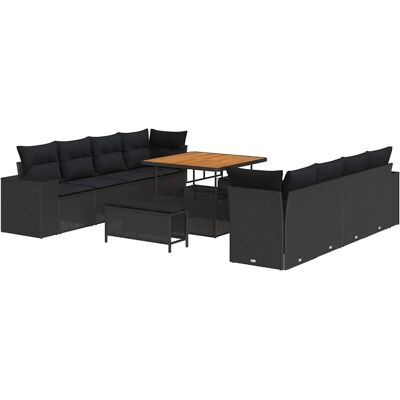 vidaXL Garten-Sofa-Set 11-Tlg Schwarz Poly Rattan 3361984 vidaXL Garten-Sofa-Set 11-Tlg Schwarz Poly Rattan 3361984
