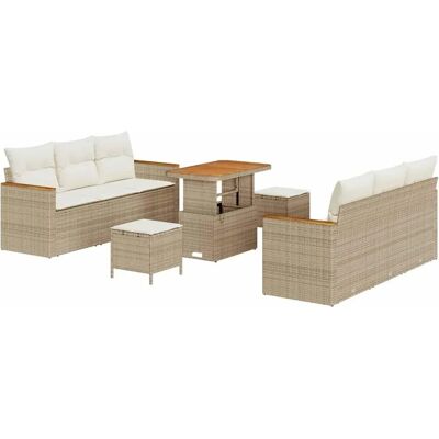 vidaXL Garten-Sofa-Set mit Kissen 9-Tlg Beige Poly Rattan 3363001 vidaXL Garten-Sofa-Set mit Kissen 9-Tlg Beige Poly Rattan 3363001