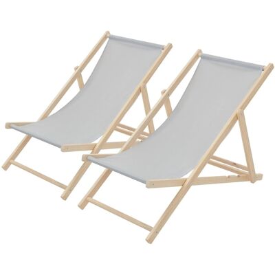 ECD Germany Liegestuhl 2Er Set Klappbar Hellgrau aus Holz ECD Germany Liegestuhl 2Er Set Klappbar Hellgrau aus Holz