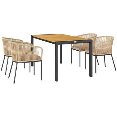Outsunny Rattan Gartenmöbel-Set Akazienholz 140L x 80B x 74H cm Naturholz+Khaki Outsunny Rattan Gartenmöbel-Set Akazienholz 140L x 80B x 74H cm Naturholz+Khaki