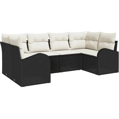 Vidaxl Gartensofa-Set 6-teilig Schwarz Synthetischer Rattan - Gartenmöbel Vidaxl Gartensofa-Set 6-teilig Schwarz Synthetischer Rattan - Gartenmöbel