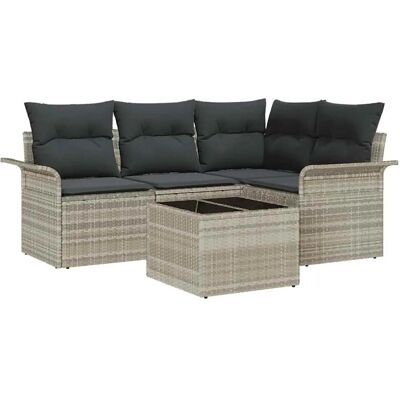 Garten-Set Hellgrau - Wetterfestes Poly Rattan - 5 Teile Garten-Set Hellgrau - Wetterfestes Poly Rattan - 5 Teile