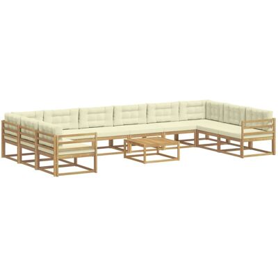 vidaXL Outdoor-Sofagarnitur mit Kissen 11 Stk Weiß und Creme 3387124 vidaXL Outdoor-Sofagarnitur mit Kissen 11 Stk Weiß und Creme 3387124
