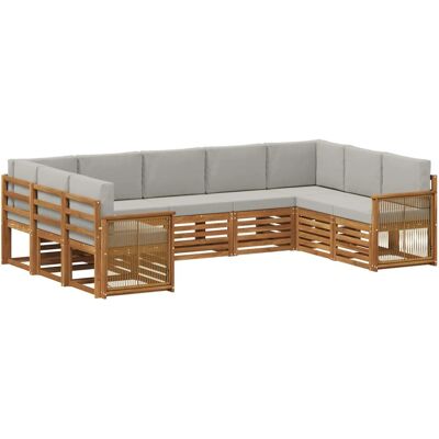 vidaXL Ecksofa Set mit Kissen 7 Stk Natur und Hellgrau 3384837 vidaXL Ecksofa Set mit Kissen 7 Stk Natur und Hellgrau 3384837