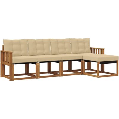 vidaXL Outdoor-Sofagarnitur mit Kissen 5-Tlg Natur und Beige 3368568 vidaXL Outdoor-Sofagarnitur mit Kissen 5-Tlg Natur und Beige 3368568