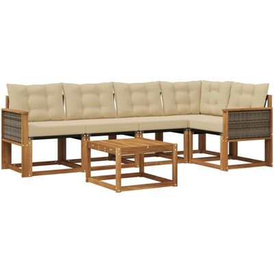 vidaXL Outdoor-Sofagarnitur mit Kissen 6 Stk Natur und Beige 3381965 vidaXL Outdoor-Sofagarnitur mit Kissen 6 Stk Natur und Beige 3381965