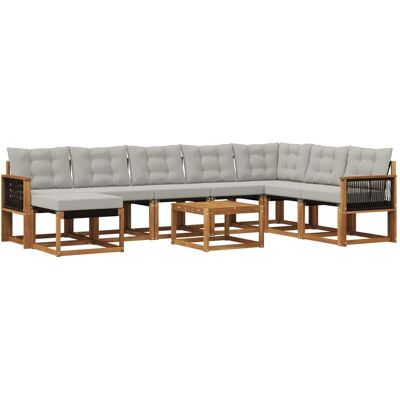 vidaXL Outdoor-Sofagarnitur mit Kissen 9 Stk Natur und Hellgrau 3382159 vidaXL Outdoor-Sofagarnitur mit Kissen 9 Stk Natur und Hellgrau 3382159