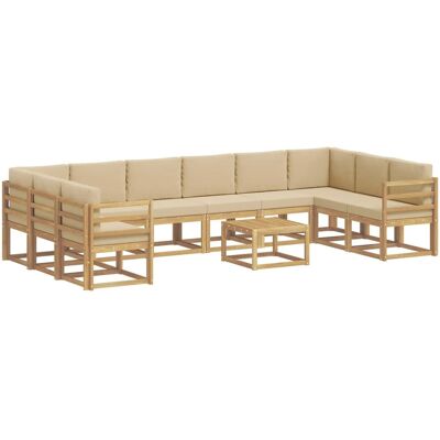 vidaXL Outdoor-Sofagarnitur mit Kissen 11 Stk Weiß und Beige 3388312 vidaXL Outdoor-Sofagarnitur mit Kissen 11 Stk Weiß und Beige 3388312