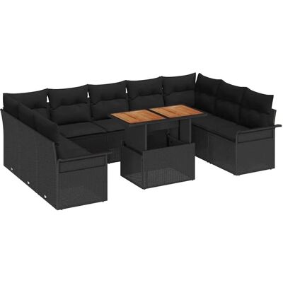 vidaXL Garten-Sofa-Set mit Speicher 10-Tlg Schwarz Poly Rattan 3358116 vidaXL Garten-Sofa-Set mit Speicher 10-Tlg Schwarz Poly Rattan 3358116