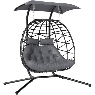 Outsunny Rattan Hängesessel mit Sonnendach Stahl 170L x 100B x 185H cm Dunkelgrau Outsunny Rattan Hängesessel mit Sonnendach Stahl 170L x 100B x 185H cm Dunkelgrau