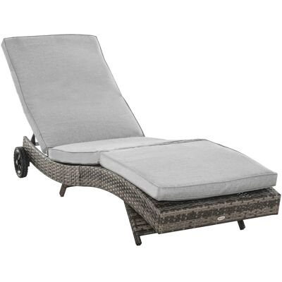 Outsunny Gartenliege Metall PE-Rattan Polyester 207L x 70B x 70H cm Grau Outsunny Gartenliege Metall PE-Rattan Polyester 207L x 70B x 70H cm Grau