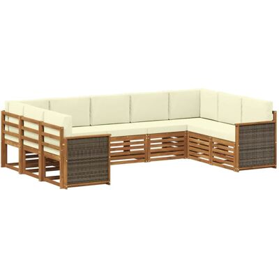 vidaXL Ecksofa Set mit Kissen 7 Stk Natur und Creme 3384826 vidaXL Ecksofa Set mit Kissen 7 Stk Natur und Creme 3384826