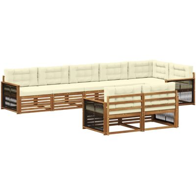 vidaXL Outdoor-Sofagarnitur mit Kissen 8 Stk Natur und Creme 3383503 vidaXL Outdoor-Sofagarnitur mit Kissen 8 Stk Natur und Creme 3383503