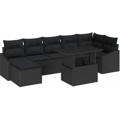 Gartenmöbel-Set 8-teilig in Schwarz Gartenmöbel-Set 8-teilig in Schwarz