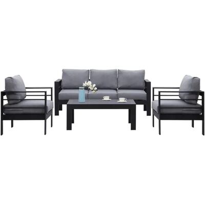 MeXo Gartenmöbel Set aus Aluminium Loungeset für 5 Personen Schwarz MeXo Gartenmöbel Set aus Aluminium Loungeset für 5 Personen Schwarz