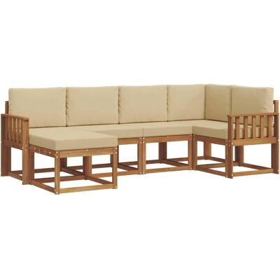 vidaXL Outdoor-Sofagarnitur mit Kissen 6 Stk Natur und Beige 3366636 vidaXL Outdoor-Sofagarnitur mit Kissen 6 Stk Natur und Beige 3366636