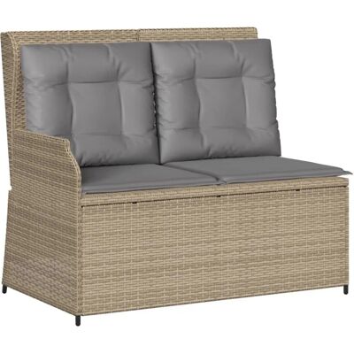furnicato Gartenbank Verstellbar mit Kissen Beige Poly Rattan furnicato Gartenbank Verstellbar mit Kissen Beige Poly Rattan