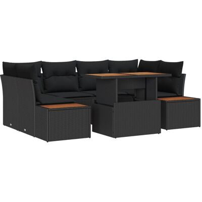 vidaXL Garten-Sofa-Set mit Speicher 7-Tlg Schwarz Poly Rattan 3358772 vidaXL Garten-Sofa-Set mit Speicher 7-Tlg Schwarz Poly Rattan 3358772