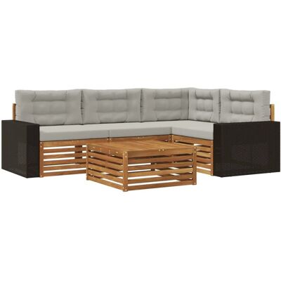 vidaXL Outdoor-Sofagarnitur 5 Stk Natur und Hellgrau 3383334 vidaXL Outdoor-Sofagarnitur 5 Stk Natur und Hellgrau 3383334
