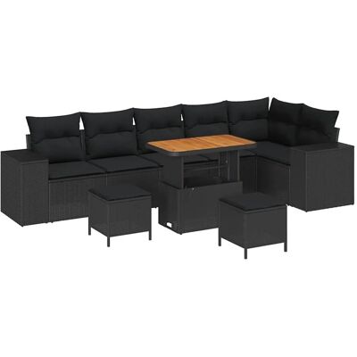 vidaXL Garten-Sofa-Set 9-Tlg Schwarz Poly Rattan 3362024 vidaXL Garten-Sofa-Set 9-Tlg Schwarz Poly Rattan 3362024